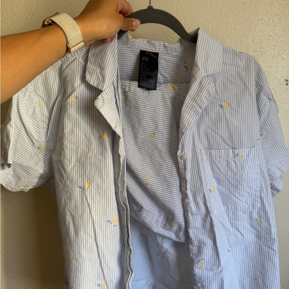 H&M Blue and Yellow lemon pajamas
